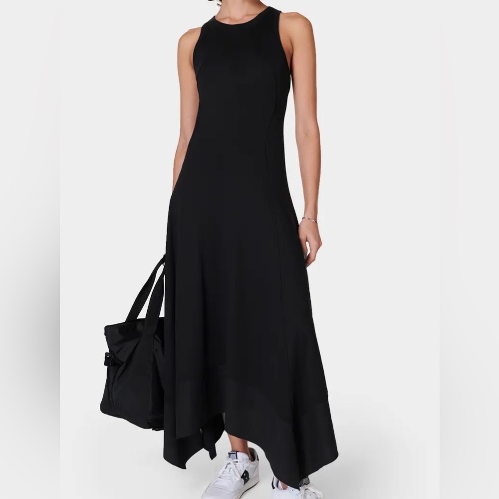 Stylus Racerback Maxi Dress Handkerchief Hem NWT Black XS